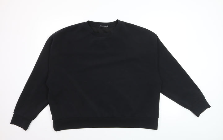 Stradivarius Women Black XL Pullover Sweatshirt Modal Blend