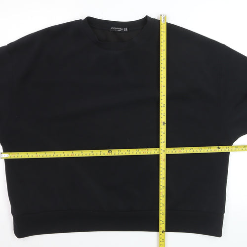 Stradivarius Women Black XL Pullover Sweatshirt Modal Blend