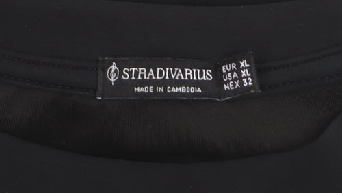 Stradivarius Women Black XL Pullover Sweatshirt Modal Blend