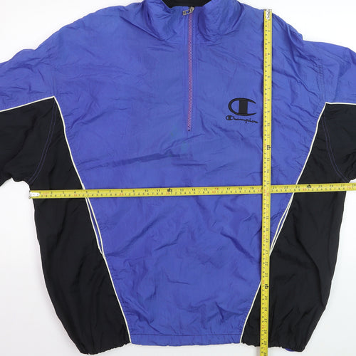 Champion Men's Blue XL Windbreaker 1/4 Zip Nylon Retro Sports Jacket