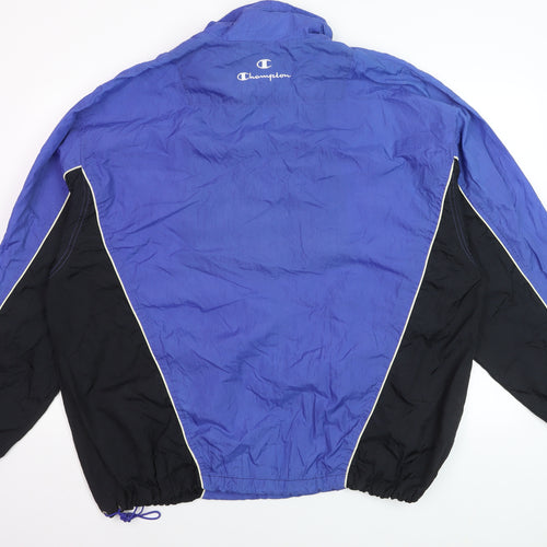 Champion Men's Blue XL Windbreaker 1/4 Zip Nylon Retro Sports Jacket