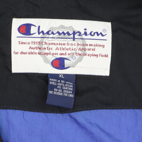 Champion Men's Blue XL Windbreaker 1/4 Zip Nylon Retro Sports Jacket