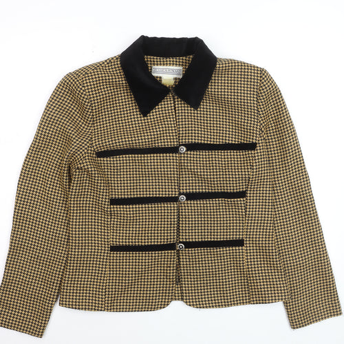 Jessica Howard Womens Beige Black Houndstooth Suit Jacket Size 12 Classic Style
