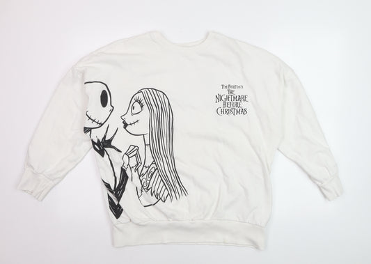 Front view of George Women White The Nightmare Before Christmas Sweatshirt, size 12-14