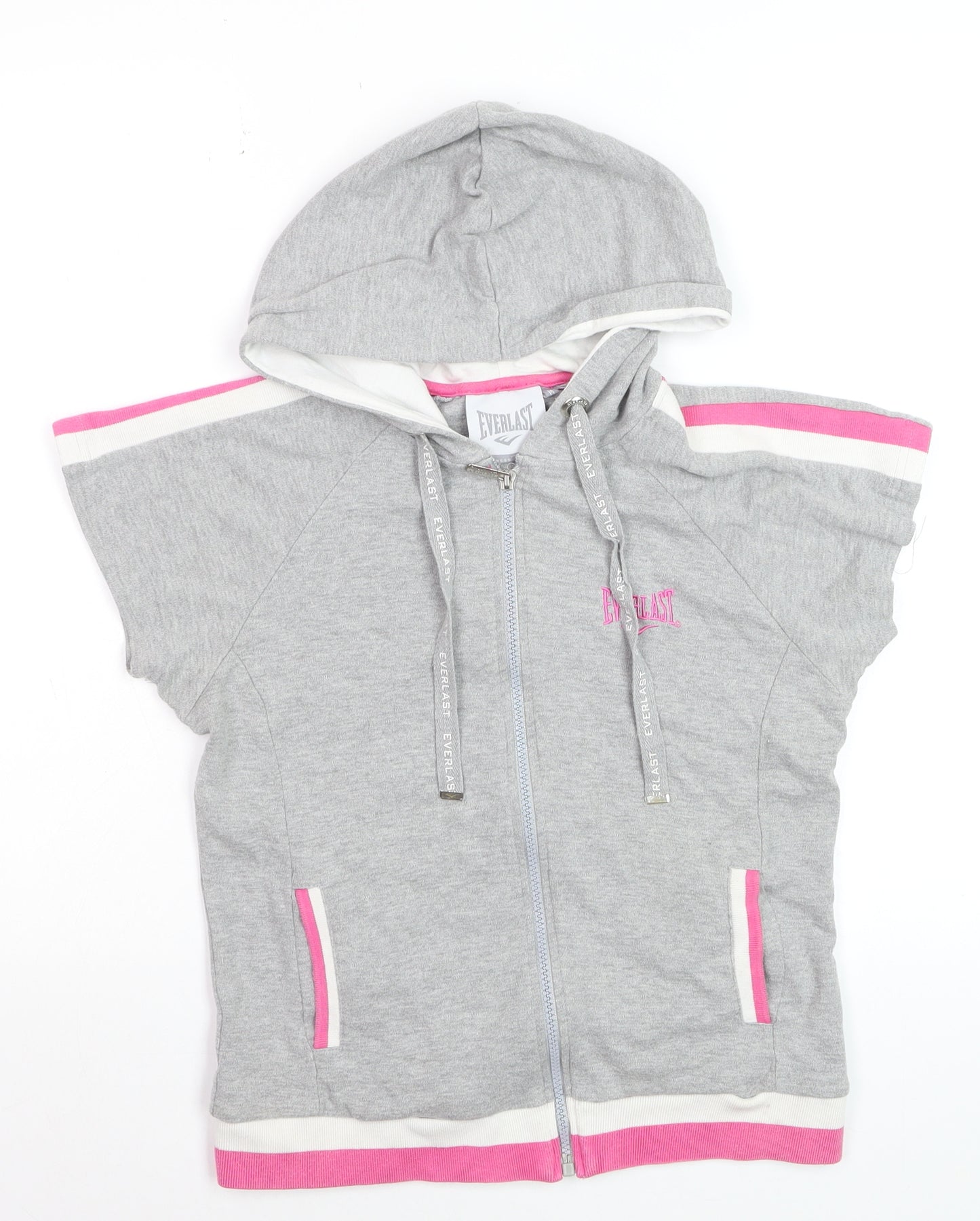 Everlast Women’s Grey & Pink Full Zip Sleeveless Hoodie Size M
