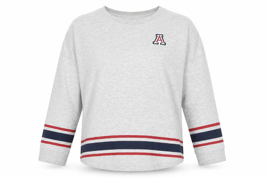 Front view of Colosseum Women Grey Arizona Wildcats Long Sleeve Pullover Sweatshirt L
