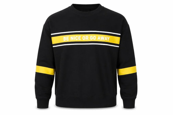 Pull&Bear Men's Black S Crew Neck Pullover Sweatshirt with Quote