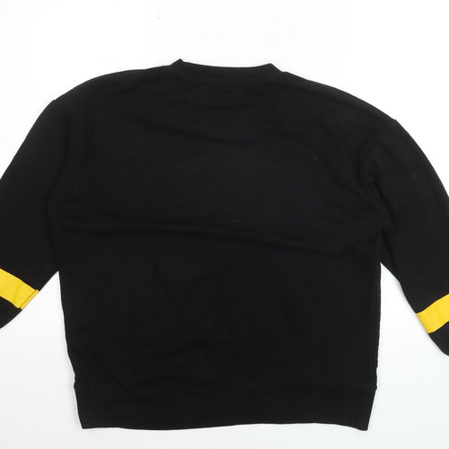 Pull&Bear Men's Black S Crew Neck Pullover Sweatshirt with Quote