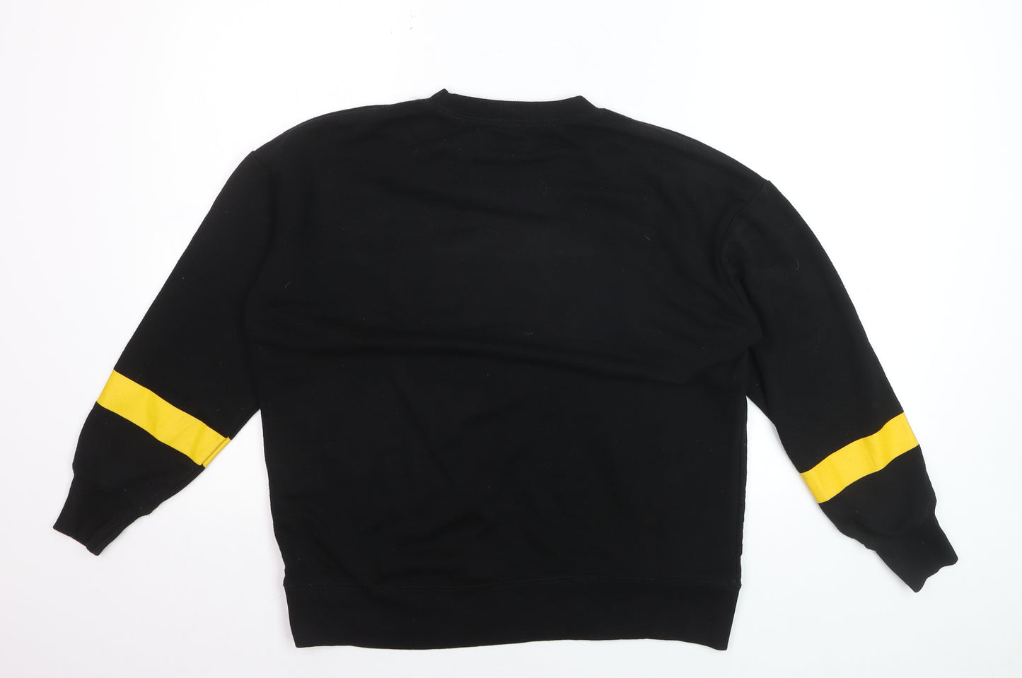 Pull&Bear Men's Black S Crew Neck Pullover Sweatshirt with Quote