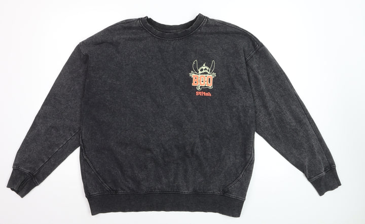 Disney at George Men's Black Stitch Graphic Pullover Sweatshirt M