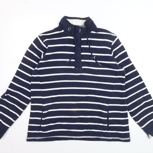 Crew Clothing Company Women's Navy Stripe Cotton Henley Sweatshirt Size 10