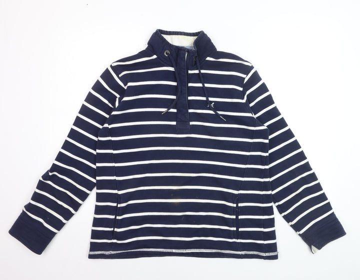 Crew Clothing Company Women's Navy Stripe Cotton Henley Sweatshirt Size 10