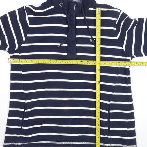 Crew Clothing Company Women's Navy Stripe Cotton Henley Sweatshirt Size 10