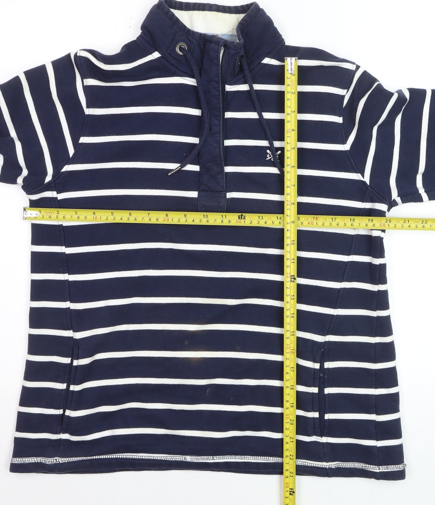 Crew Clothing Company Women's Navy Stripe Cotton Henley Sweatshirt Size 10