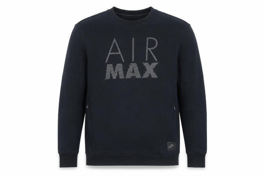 Front view of Nike Men’s Black Air Max Pullover Sweatshirt M Crew Neck Sportswear