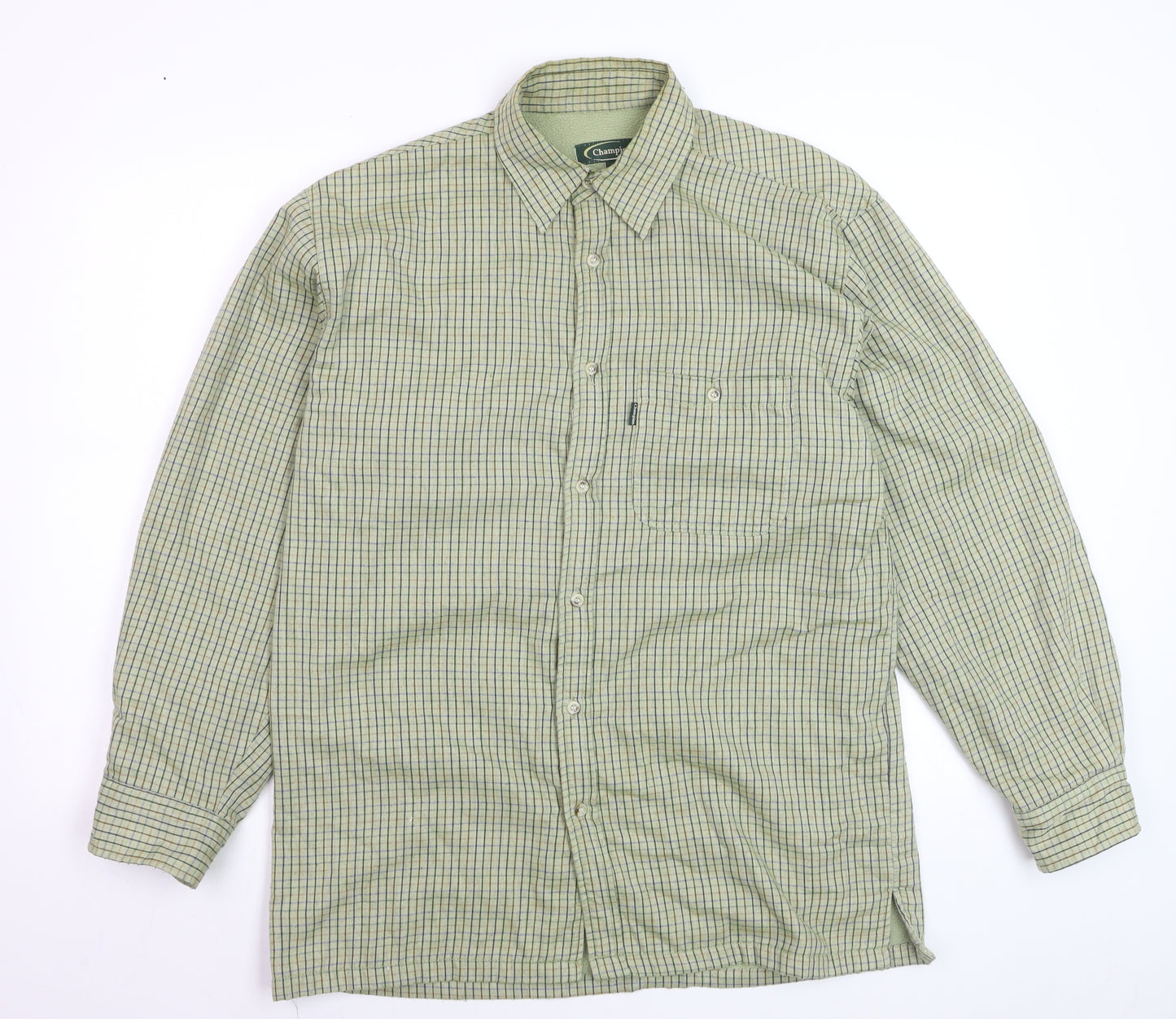 Champion Men's Green Check Flannel Button-Up Shirt M Regular Fit