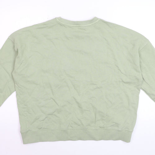 Tu Women’s Green Cotton Pullover Sweatshirt Medium ‘CIAO’ Embroidered