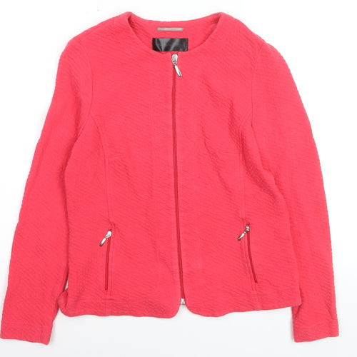 Barbara Lebek Womens Pink Zip Up Jacket Size 14 Casual Knit