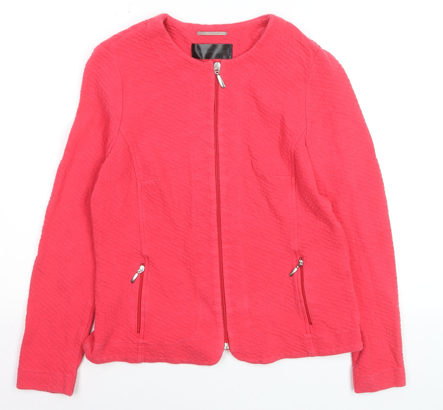 Barbara Lebek Womens Pink Zip Up Jacket Size 14 Casual Knit