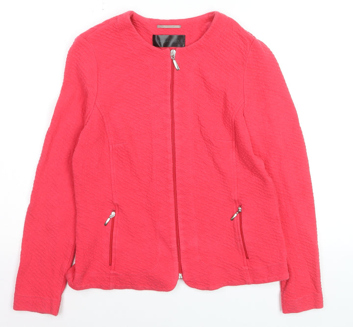 Barbara Lebek Womens Pink Zip Up Jacket Size 14 Casual Knit