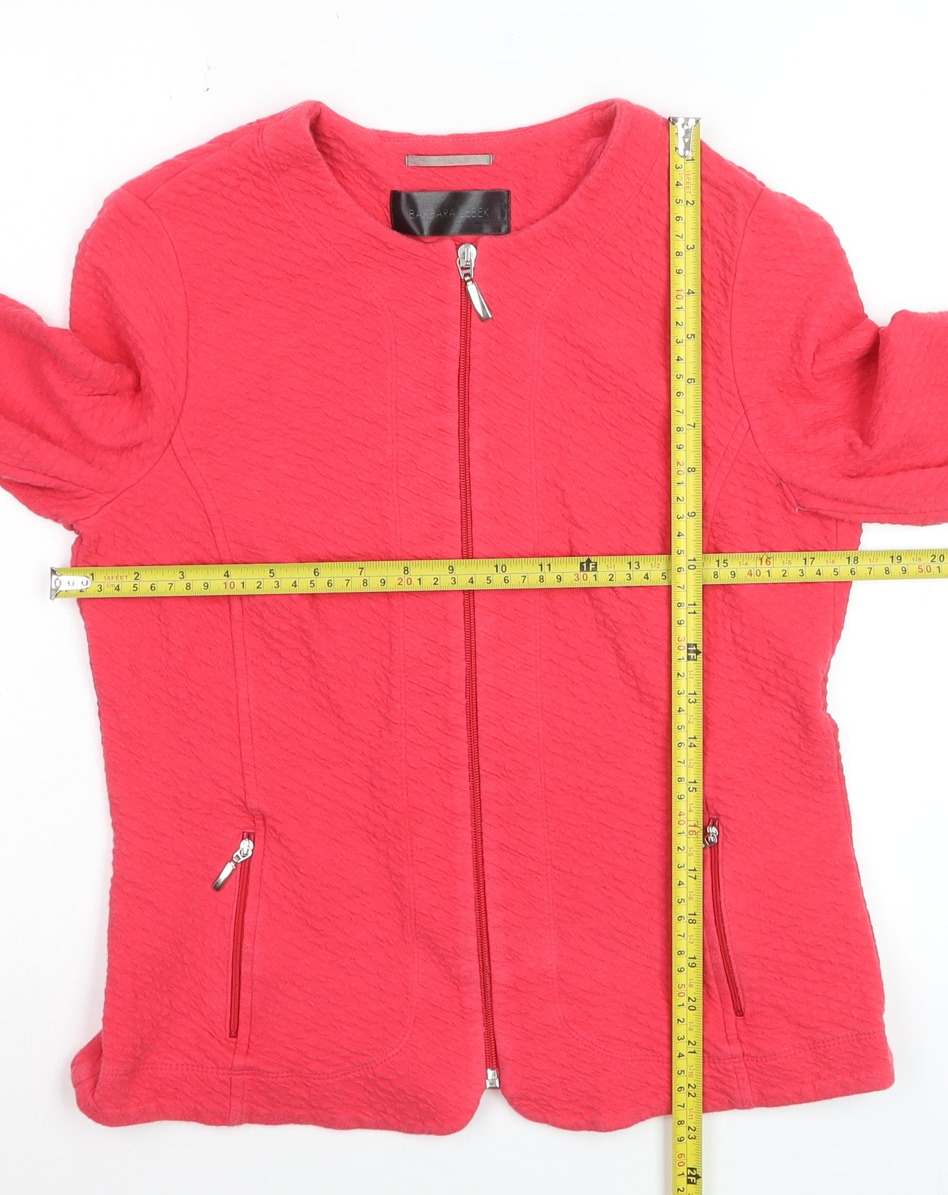 Barbara Lebek Womens Pink Zip Up Jacket Size 14 Casual Knit