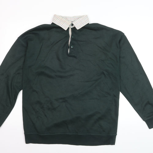 Amundsen Men's Green Collared Henley Jumper Size S