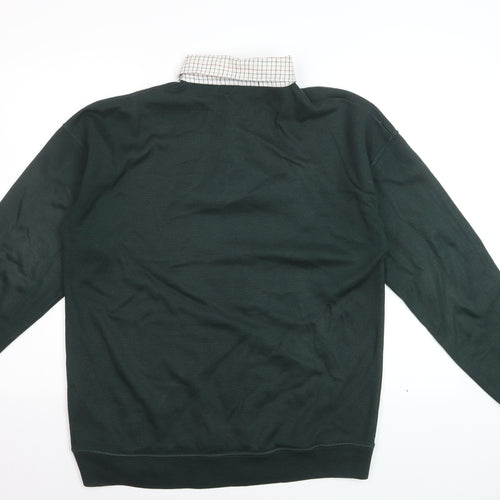 Amundsen Men's Green Collared Henley Jumper Size S