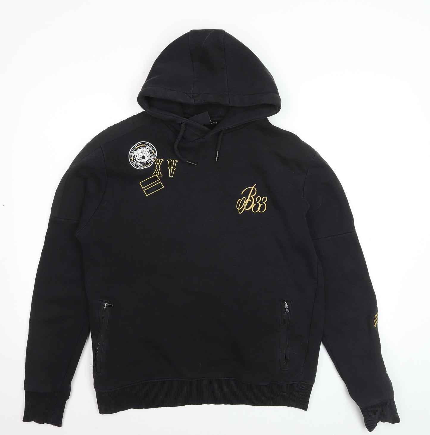 Bee Inspired Men's Black Embroidered Pullover Hoodie Size M