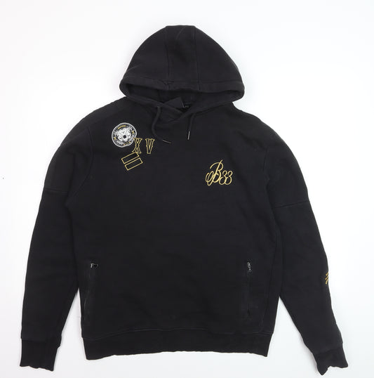 Bee Inspired Men's Black Embroidered Pullover Hoodie Size M