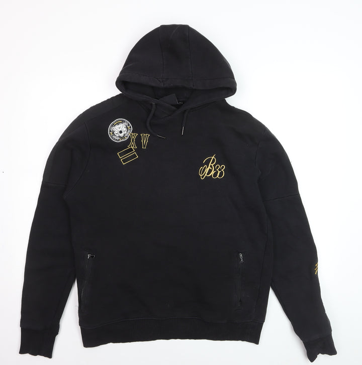 Bee Inspired Men's Black Embroidered Pullover Hoodie Size M