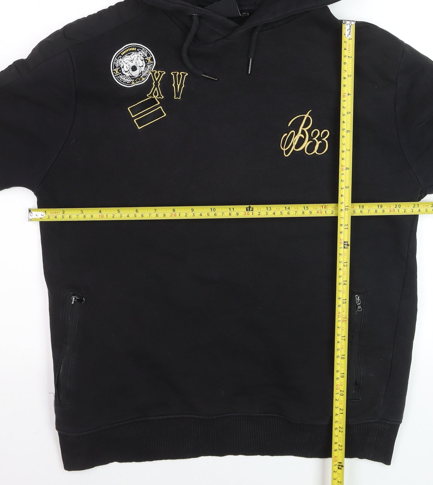 Bee Inspired Men's Black Embroidered Pullover Hoodie Size M