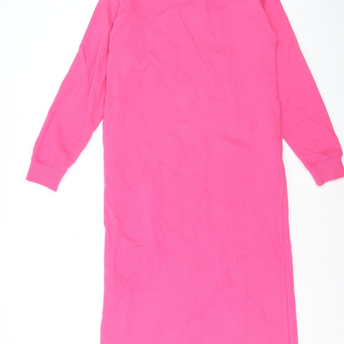 ASOS DESIGN Womens Pink Long Sleeve Midi T-Shirt Dress Size 10