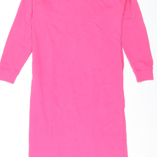 ASOS DESIGN Womens Pink Long Sleeve Midi T-Shirt Dress Size 10