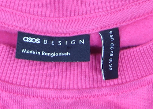 ASOS DESIGN Womens Pink Long Sleeve Midi T-Shirt Dress Size 10