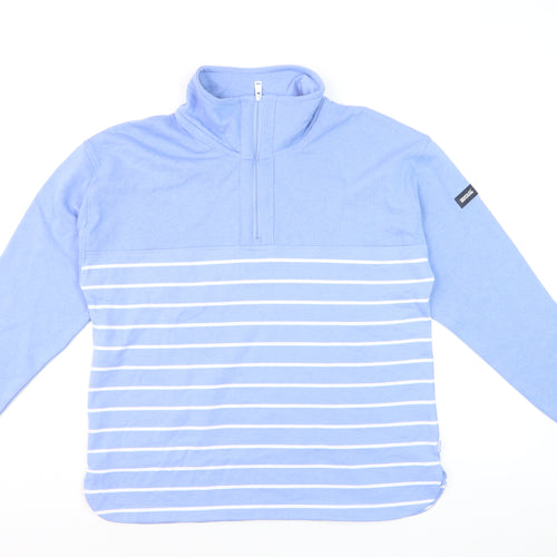 Regatta Womens Blue 1/4 Zip Striped Pullover Sweatshirt Size 14