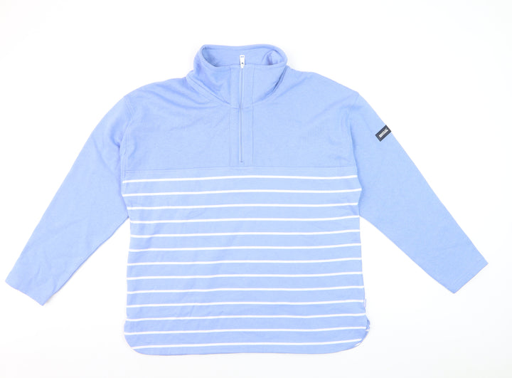 Regatta Womens Blue 1/4 Zip Striped Pullover Sweatshirt Size 14