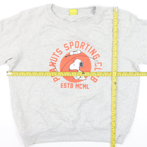 Marks and Spencer Peanuts Grey Marl Women’s Sweatshirt Size 10 Snoopy Graphic Classic Crew Neck