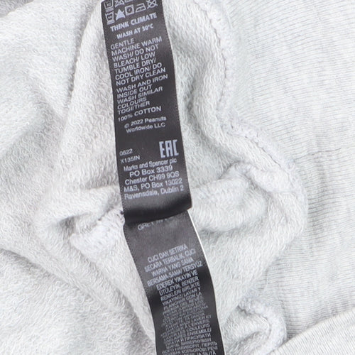 Marks and Spencer Peanuts Grey Marl Women’s Sweatshirt Size 10 Snoopy Graphic Classic Crew Neck