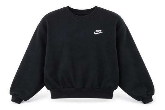 Front view of Nike Women's Black Cotton Blend Pullover Sweatshirt, size M