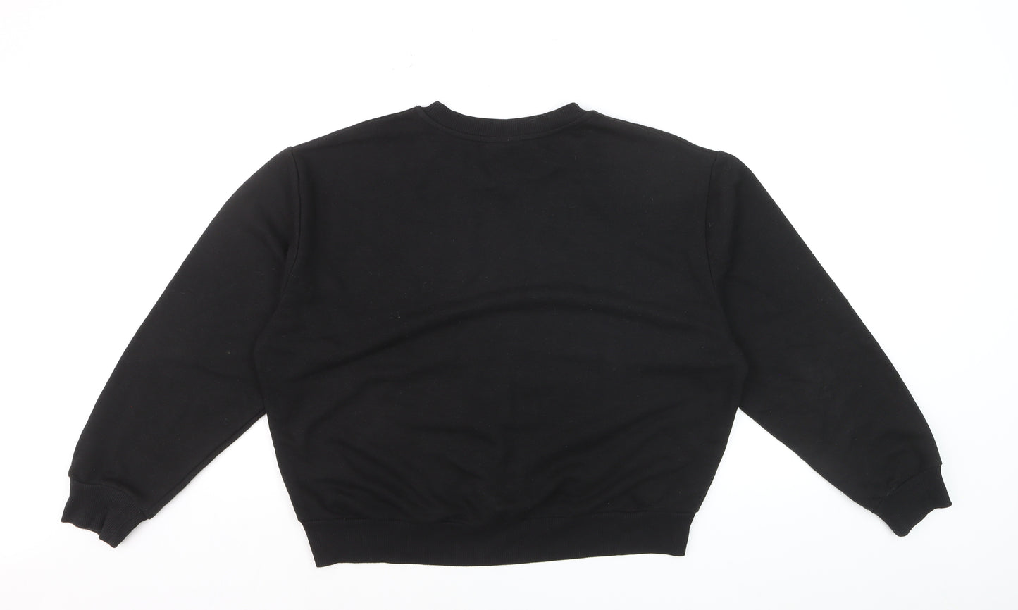 Topshop Petite Black Floral Embroidered Pullover Jumper UK 8