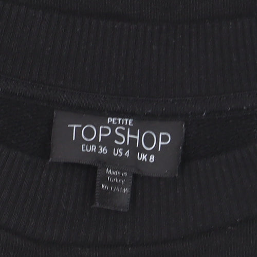 Topshop Petite Black Floral Embroidered Pullover Jumper UK 8