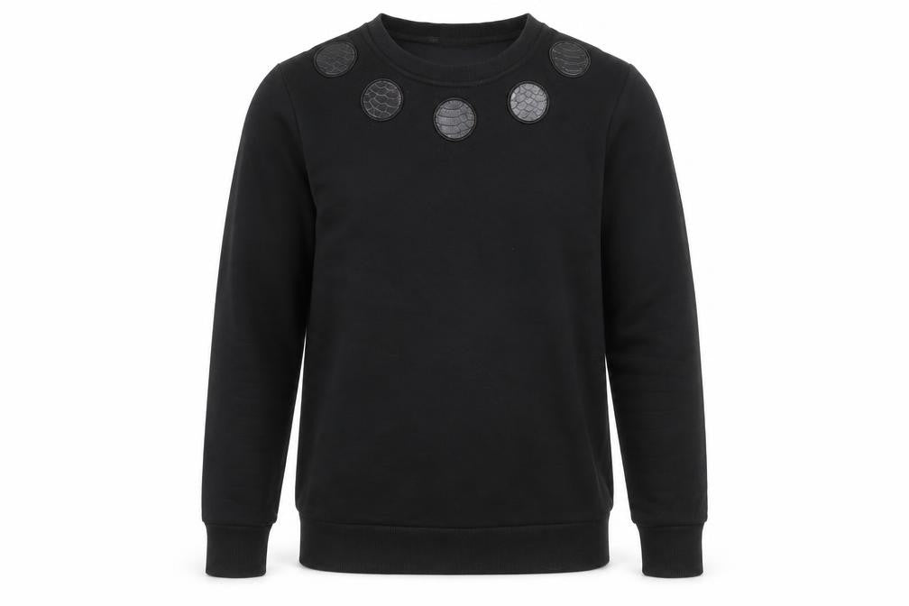Front view of Black Bananas Men's Black Small Crew Neck Pullover Sweatshirt