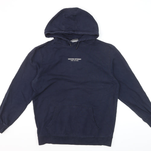 Weekend Offender Men's Blue Pullover Hoodie M Cotton Logo Sweatshirt