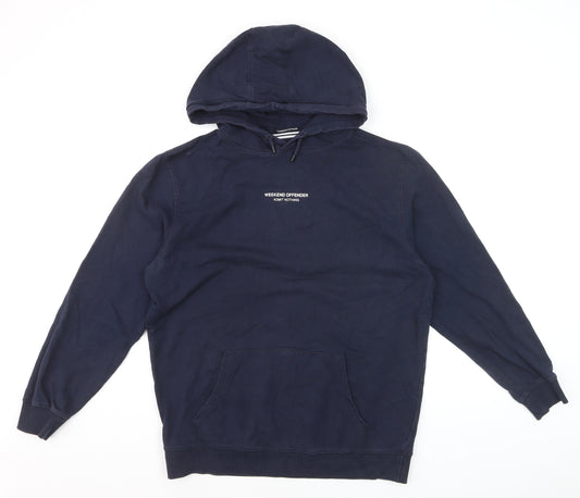 Weekend Offender Men's Blue Pullover Hoodie M Cotton Logo Sweatshirt