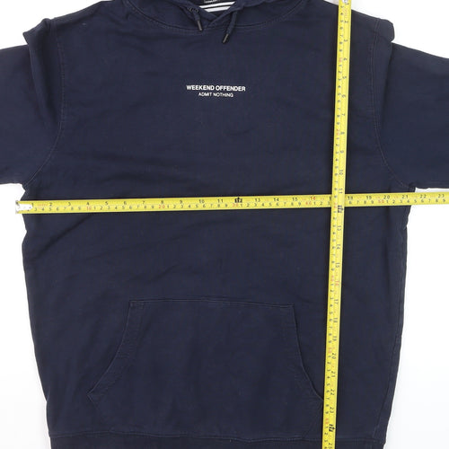 Weekend Offender Men's Blue Pullover Hoodie M Cotton Logo Sweatshirt
