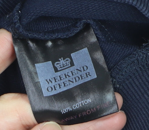 Weekend Offender Men's Blue Pullover Hoodie M Cotton Logo Sweatshirt