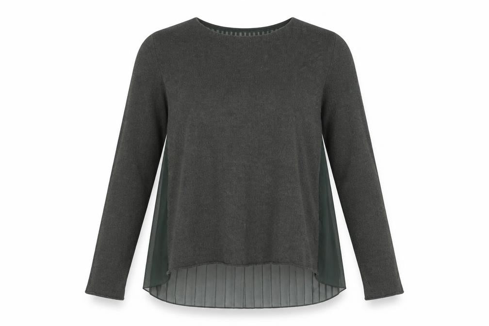 Front view of Zara Women Green Pleated Back Knit jumper, size 8