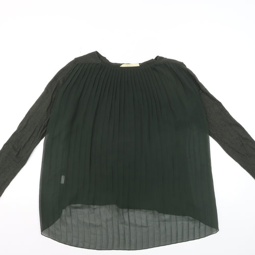 Zara Women Green Pleated Back Knit Pullover Jumper Size 8