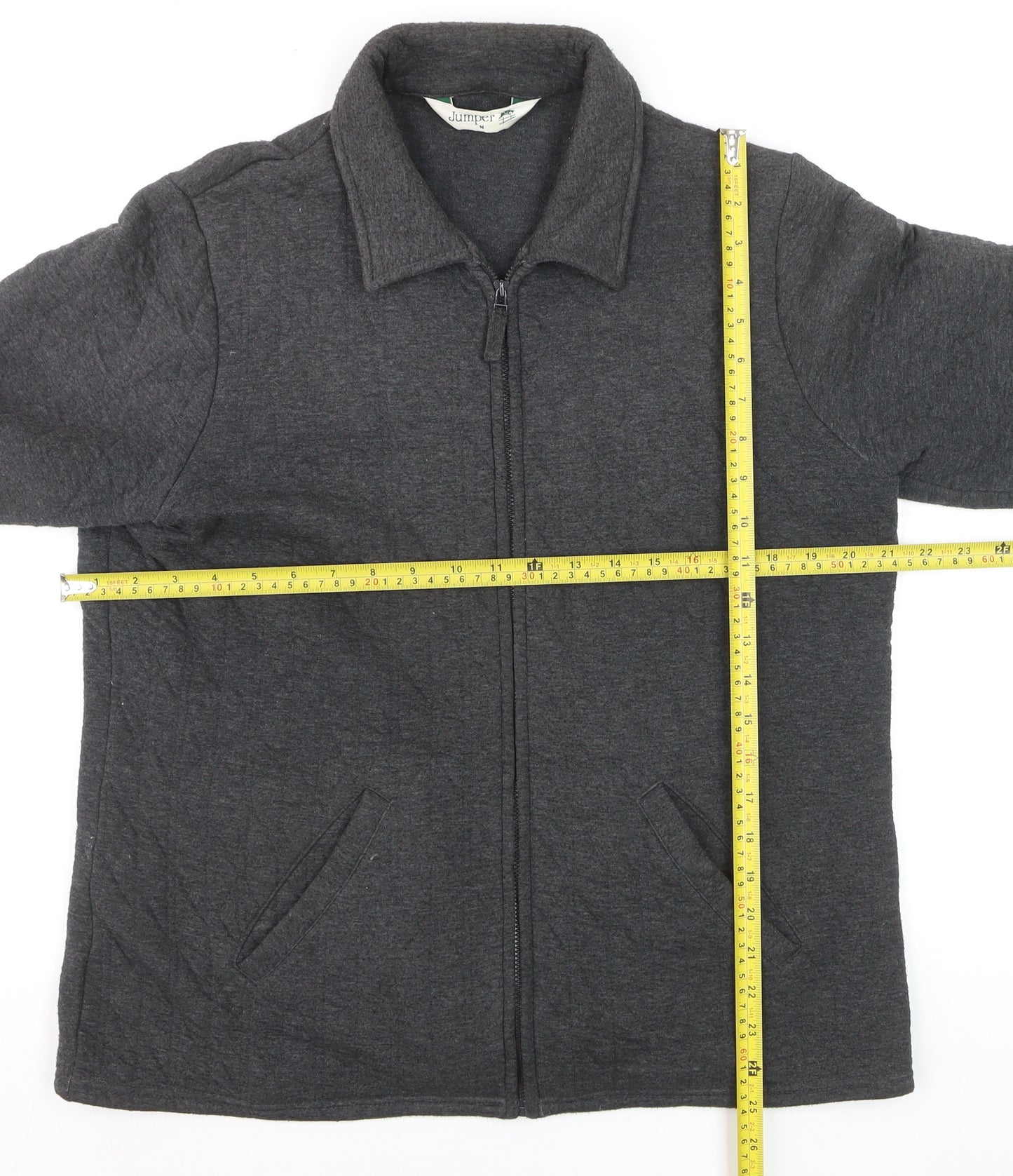 Jumper Men's Grey Full Zip Cotton Blend Casual Jacket M