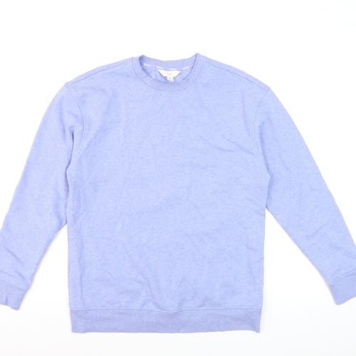 Marks and Spencer Women Blue Mix Cotton Blend Crew Neck Sweatshirt Size 8